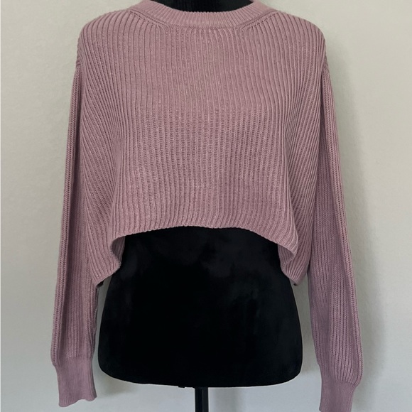 Cotton On Purple Cropped Crew Neck Pullover Sweater size Medium - Picture 6 of 8